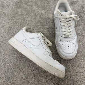 Nike Air Force One White Classic Sneakers with Leather Upper